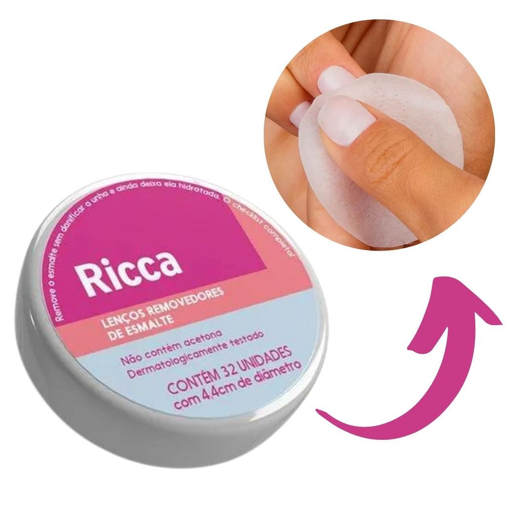 Lenço Removedor De Esmalte Ricca Com 32 Unidades 3705 em Oferta na Shopee
