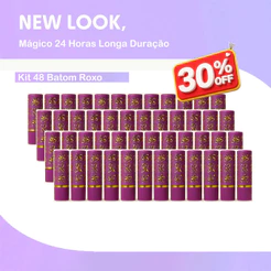 Kit Atacado 48 Batom Mágico Muda de Cor Hidratante 24H Longa Duração – Protetor Labial Roxo