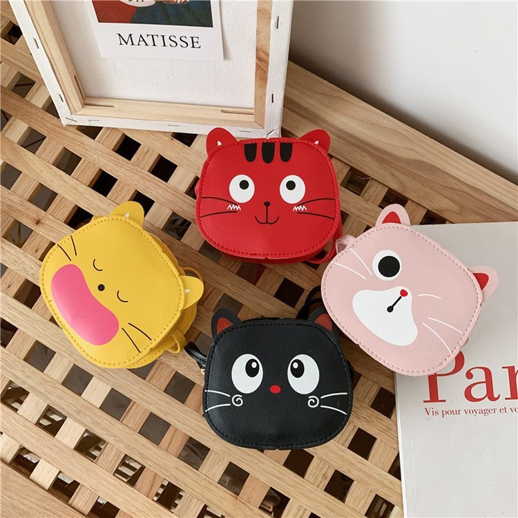Crianças sacos do bebê meninas saco do mensageiro meninas moda na moda de um ombro meninos bolsa de moedas bonito gato p