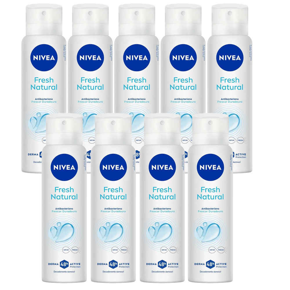 Kit Desodorante Aerosol Nivea Fresh Natural 150ml - 9 unidades