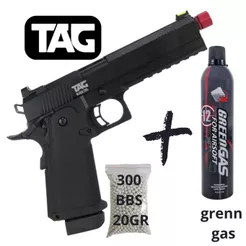 PIST TAG BLACK EVIL 6mm Green Gás Blowback + BRINDE