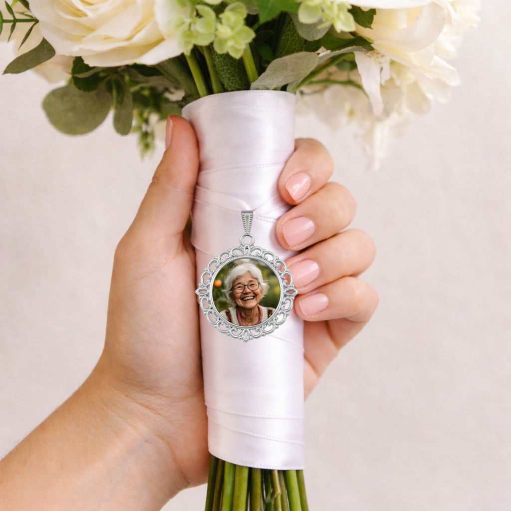 Relicário Redondo de Noiva para buquê personalizado com fotos Casamento em Oferta na Shopee