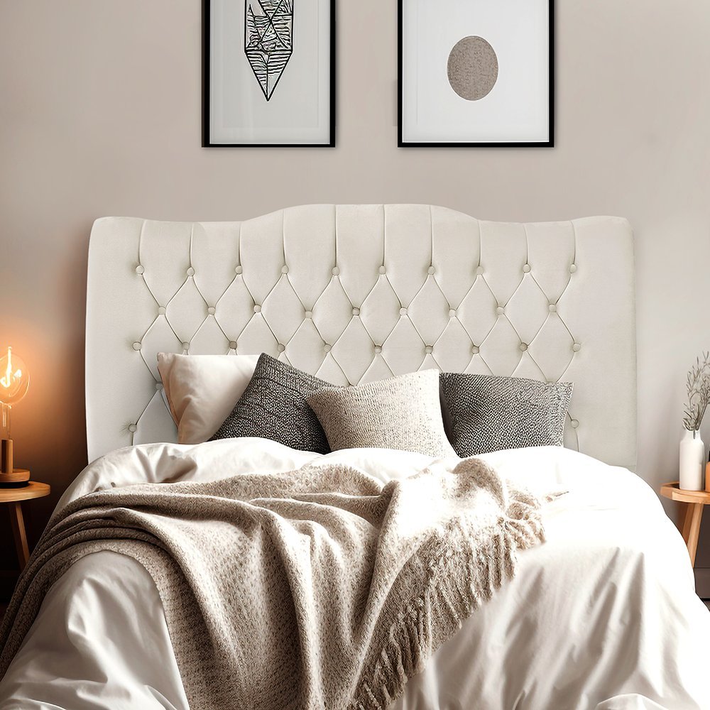 Detalhes do Cabeceira de Cama Box Casal 140 cm Dunas - Veludo Bege
