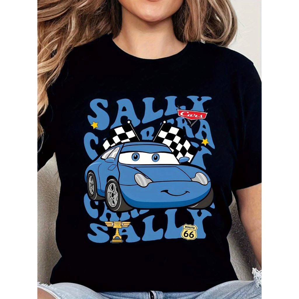 [Camiseta Premium Algodão Puro]LA Camiseta Feminino Sally Macqueen Tshirt Carro Blusa Unissex Algodão Premium Streetwear