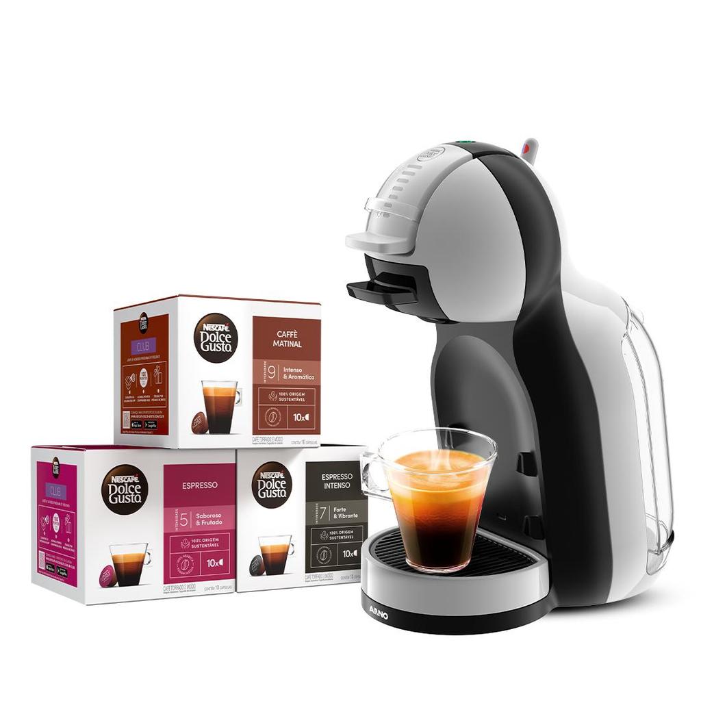 Kit Cafeteira Dolce Gusto Mini Me Cinza e Preta + 30 cápsulas de café em Oferta na Shopee