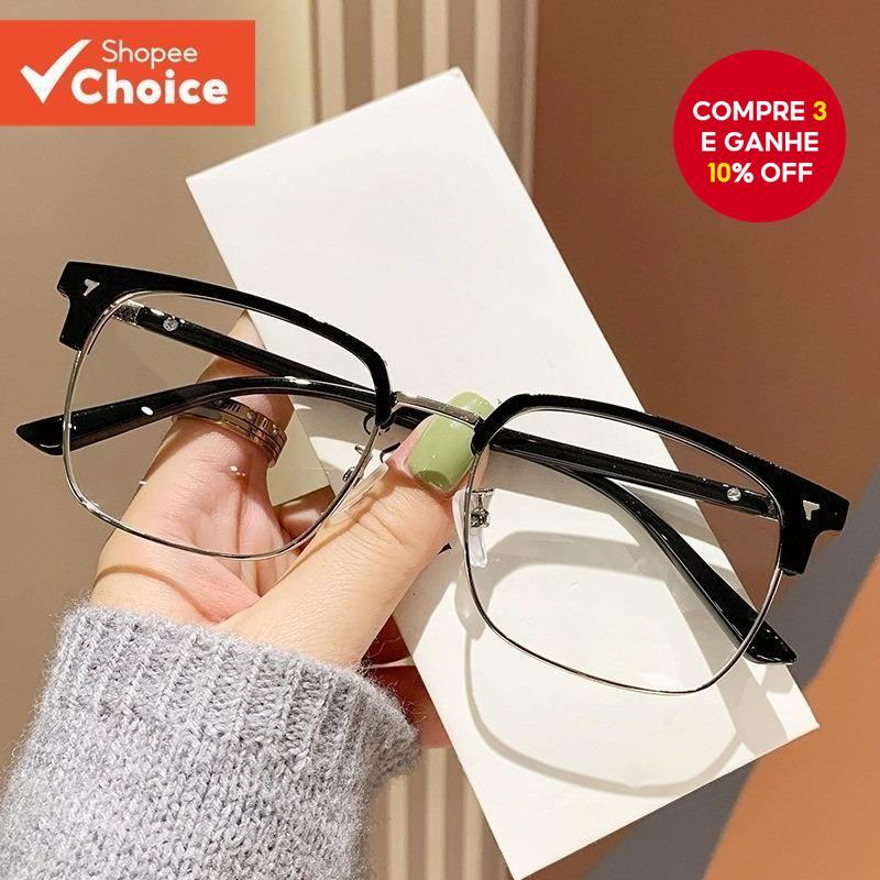 Óculos Fotocromáticos De Luz Azul , Armação Quadrada De Metal Para Computador , Lente Substituível Unissex