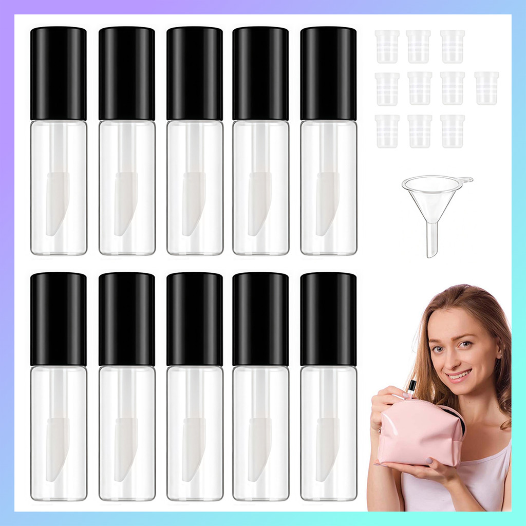 10 peças 1.2ml preto lábio esmalte sub-engarrafamento viagem portátil cosméticos sub-engarrafamento batom lábio esmalte