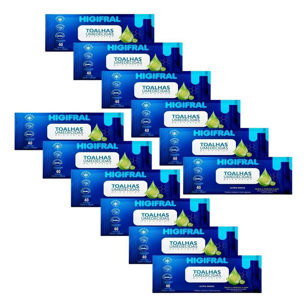 Toalhas Umedecidas Higifral - Com 40 Unidades KIT C/12 UN