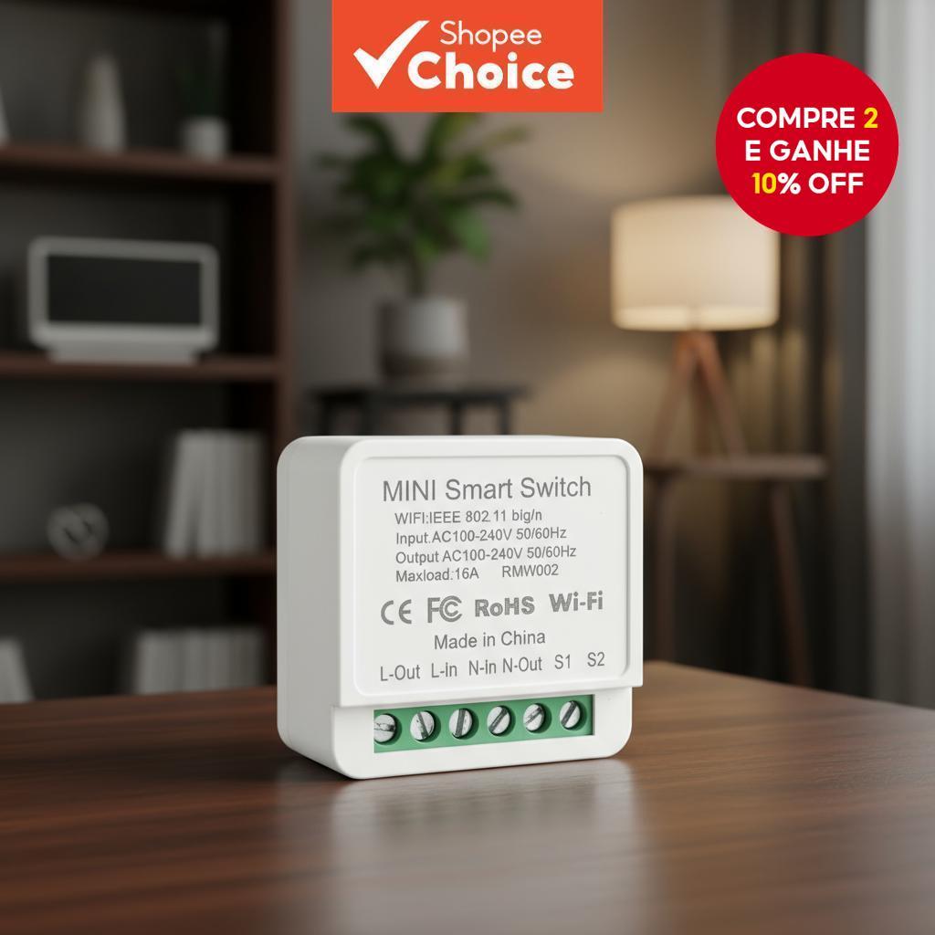 Módulo de Interruptor Inteligente WiFi 16A 20A Relé Disjuntor Controle de 2 vias APP Controle Remoto AC100-240V