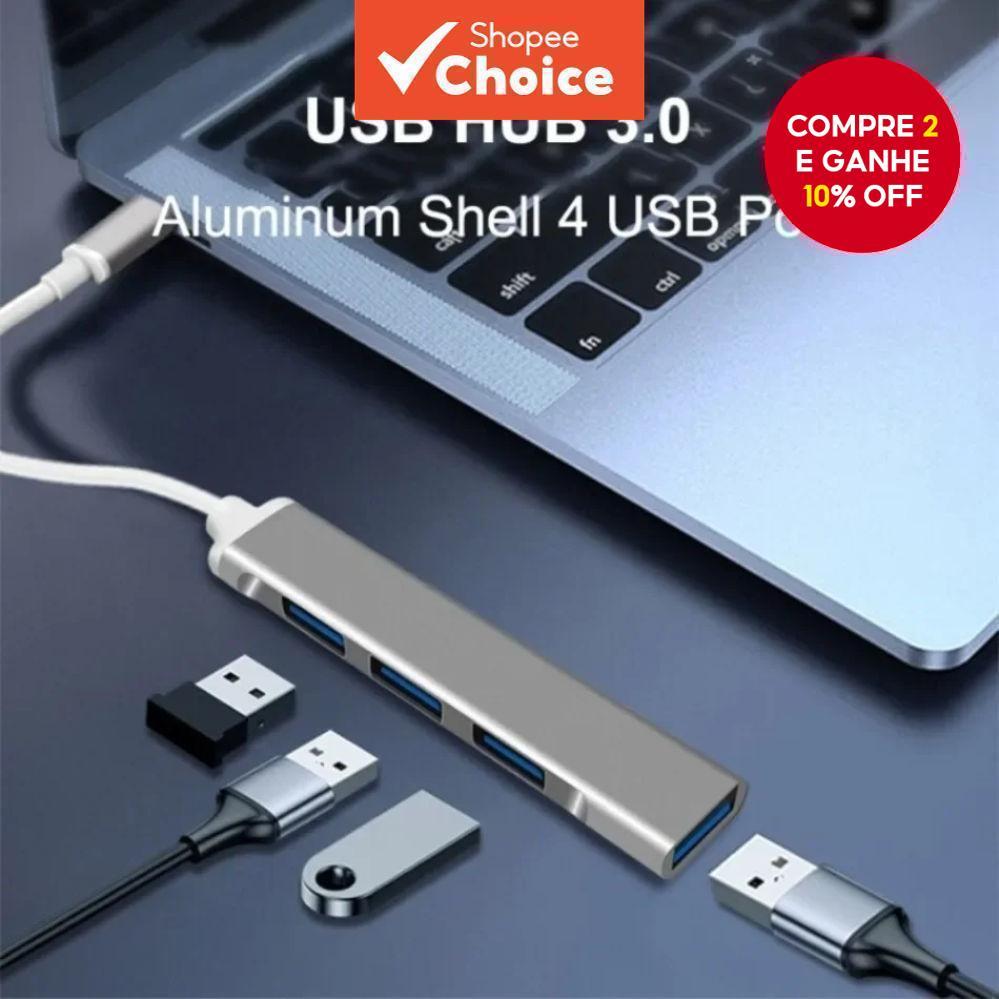 Novo Hub Tipo C USB 4 em 1, Adaptador Multiplicador de 4 Portas OTG de Alta Velocidade para Macbook Pro, PC e Laptop.