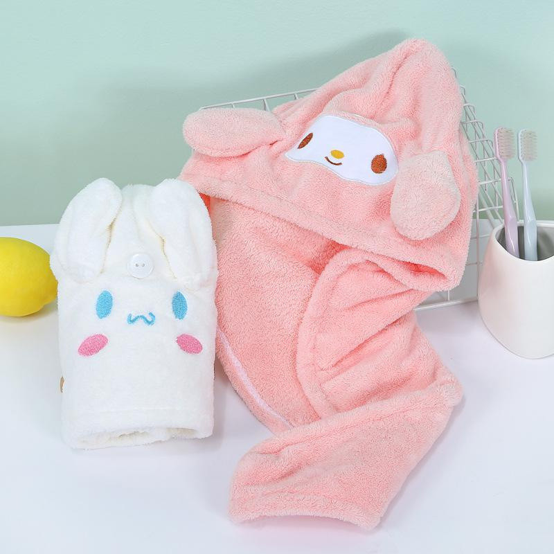 Sanrio cartoon Cabelo Seco Touca coral Veludo Toalha Turbante kawaii Estudante Embrulhar