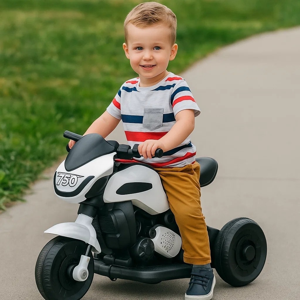 Moto Elétrica Infantil Branca Mini Moto Motoca Criança Passeio Brinquedo Veículo Presente Andador