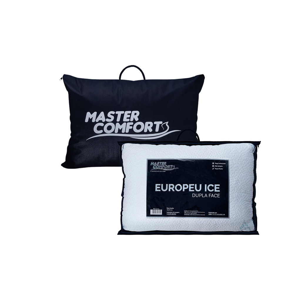 Kit com 4 Travesseiros Toque de Pluma Ice Europeu 50x70