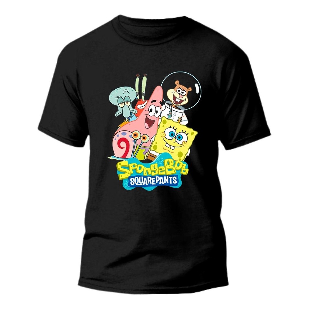 Camiseta Bob Esponja Adulto Camisa 100% Algodão Gola Redonda Barata