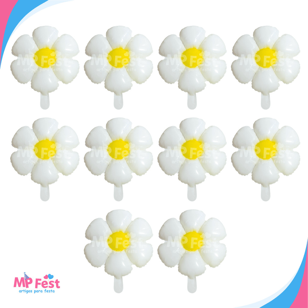 10 Balão Bexiga Margarida 45cm Tamanho 18" Polegadas Para Festas