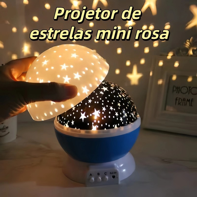 Luzes de Noite Projetor Estrelas Infantil – Mini Abajur Luminária Galaxia Céu Estrelado Criativo com Rotação