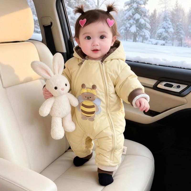COD 2026 Roupas de bebê espessadas estilo ocidental Roupas quentes para bebês Outing Roupas de lã de algodão Macacão de 