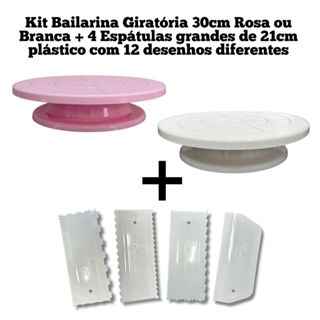 Kit Bailarina Giratória 30cm/28cm e 4 Espátulas Grandes c/ 12 Desenhos Para Confeitaria Bolos e Doce em Oferta na Shopee