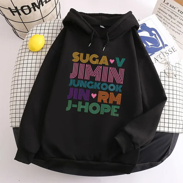 Moletom Canguru De Algodão Unissex Blusa Frio  Estampa BTS Hoodie Casaco Confortável Simples Grupo K-pop ENVIO IMEDIATO