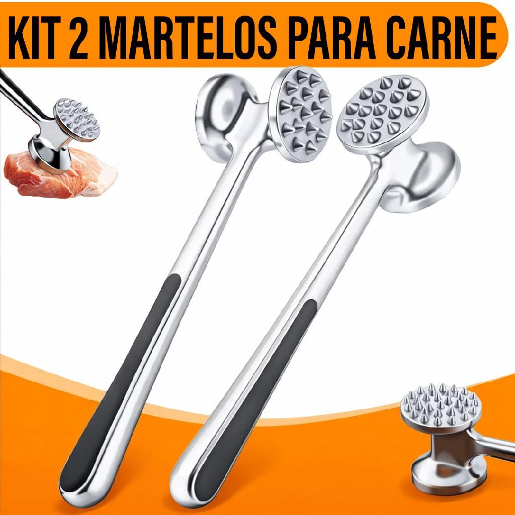 Kit 2 Martelos de Carne Yab Amaciador de Carne Manual para Bife Churrasco Em Zinco Profissional