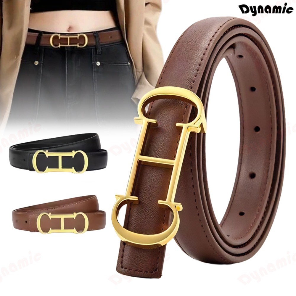 Cinto Unissex de Couro Genuíno - Fivela Duplo C Luxuosa - 2 Cores (Preto/Marrom)-DY