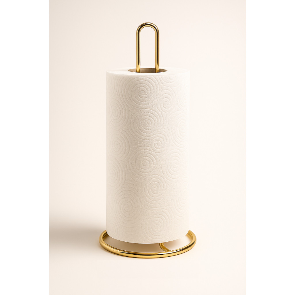 Suporte Porta Papel Toalha De Mesa Guardanapo Cozinha Dourado Inox