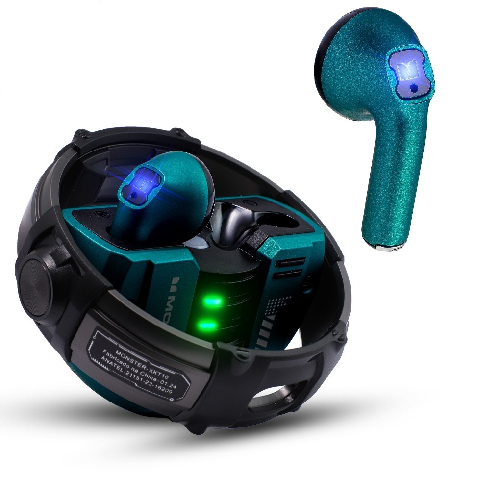 Fone De Ouvido Bluetooth Gamer Led RGB Original Monster Ergonômico Toque Multifunções Usb Tipo-C