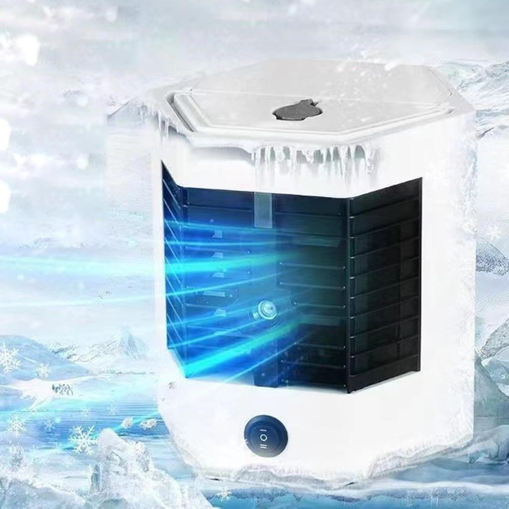 Mini Ar Condicionado Climatizador De Ambientes Portátil USB Ventilador Água e Gelo