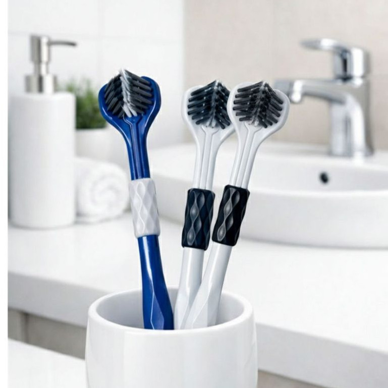 3 Escovas De Dentes de 3 Lados | Limpeza Rápida E Eficiente Uso Diário Cerdas Macias em Oferta na Shopee