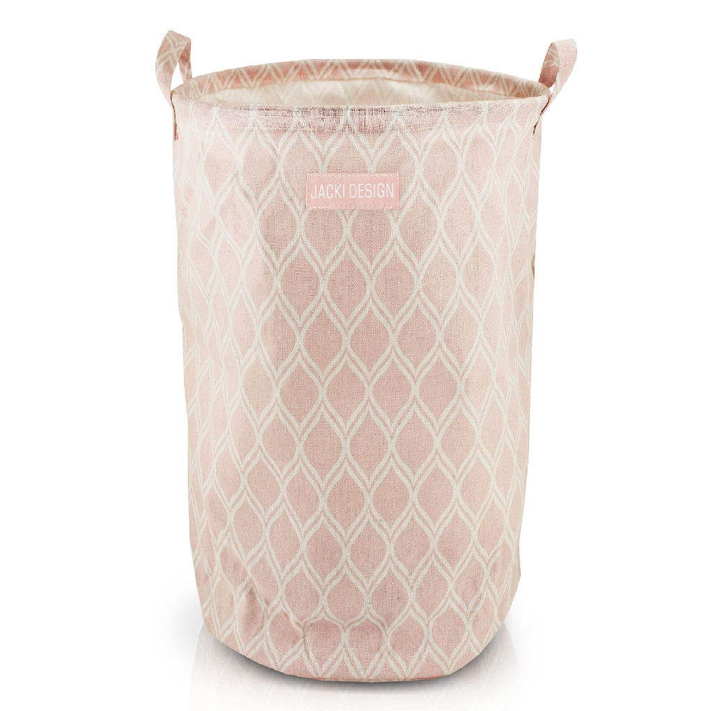 Cesto Redondo Organizador Multiuso Dobravel Brinquedo Tecido Cor:Rosa 2