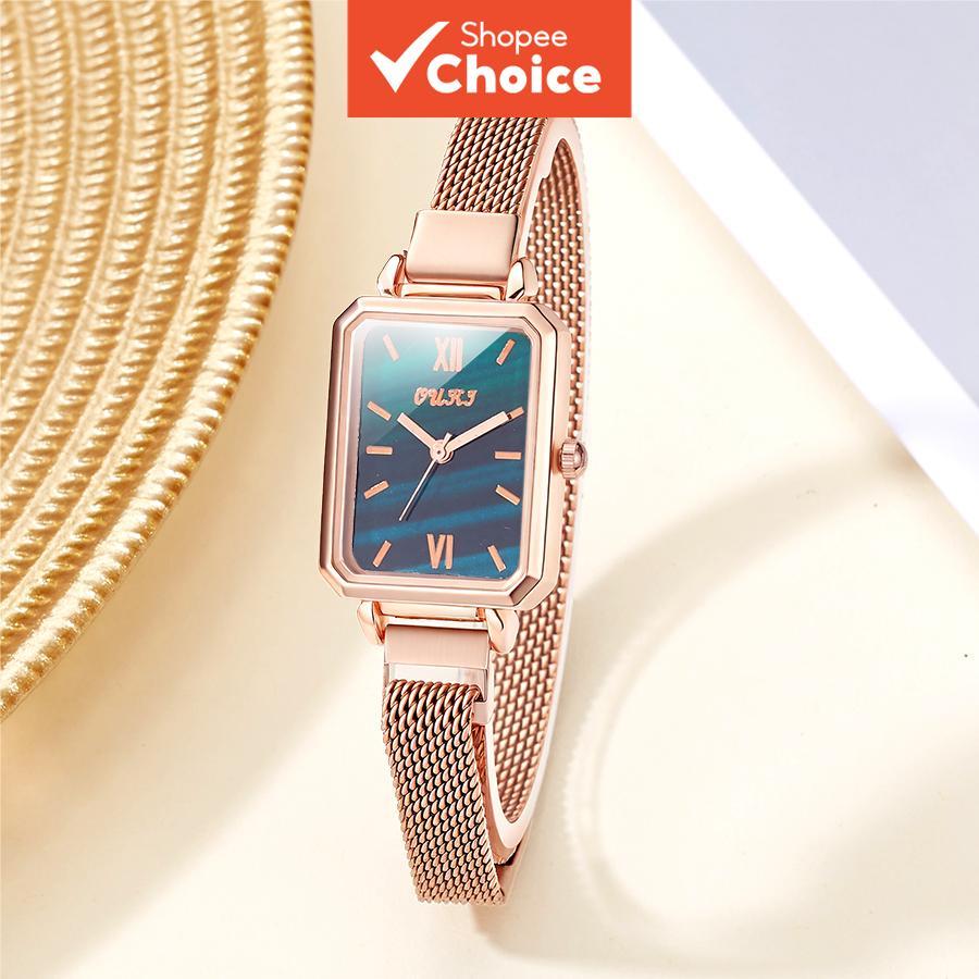 Relógio Magnético Luxo Rosa Ouro Analógico Retângulo Borda Mostrador W0191 em Oferta na Shopee