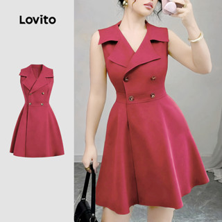 Lovito Vestido Casual De Alfaiataria Com Gola Abotoada Cor Vinho Para Primavera/verão Feminino L158ED336 em Oferta na Shopee
