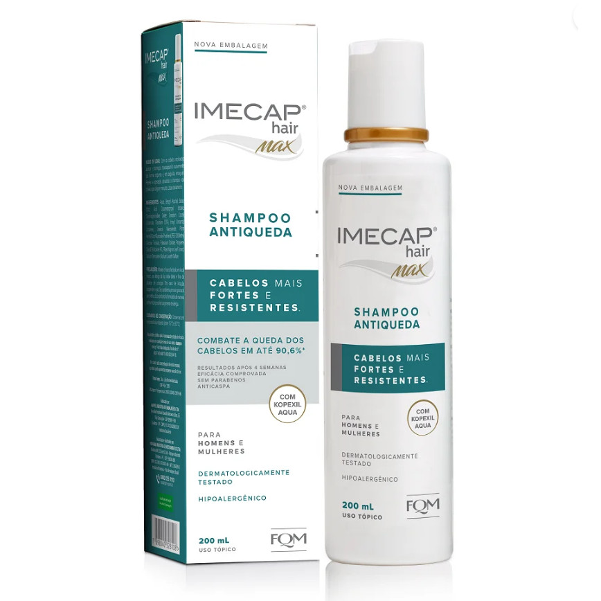 Shampoo Imecap Hair Max Antiqueda 200ml Uso Diário Ação Anticaspa
