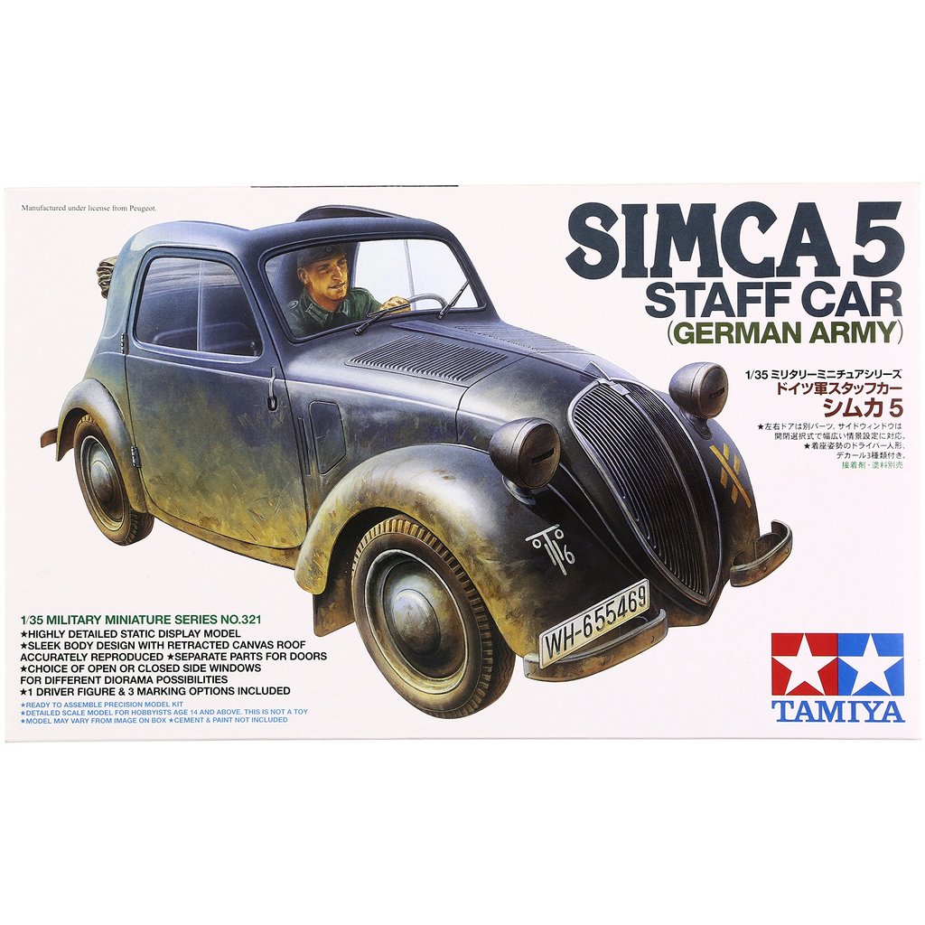 TAMIYA 135 Série Militar em Miniatura No321 Carro do Estado-Maior do Exército Alemão Simca 5 Modelo de Plástico 35321