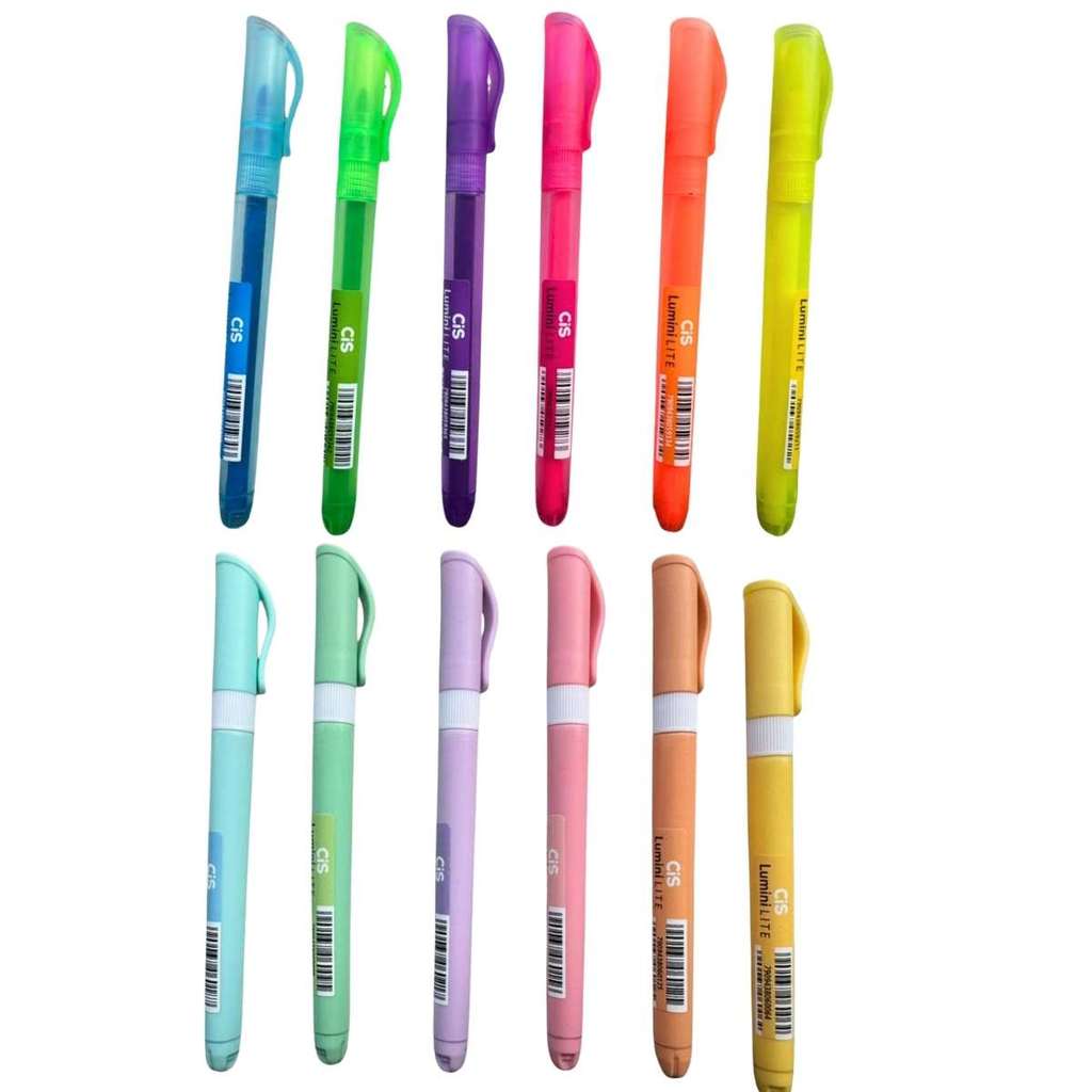 Marca Texto CIS Lumini Lite  6 Neon + 6 Pastel  kit com 12 em Oferta na Shopee