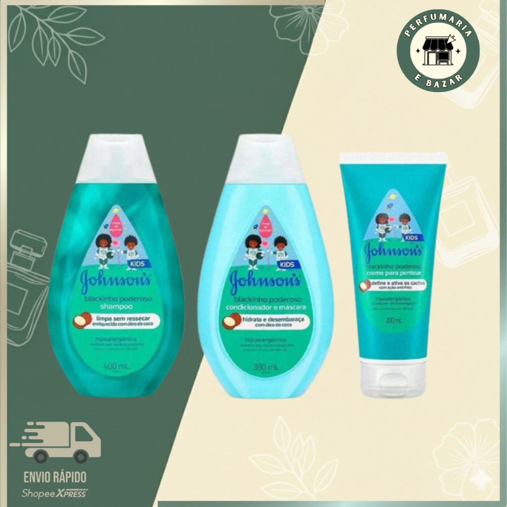 KIT JOHNSON'S BABY Blackinho Poderoso - Shampoo + Condicionador + Creme de Pentear em Oferta na Shopee