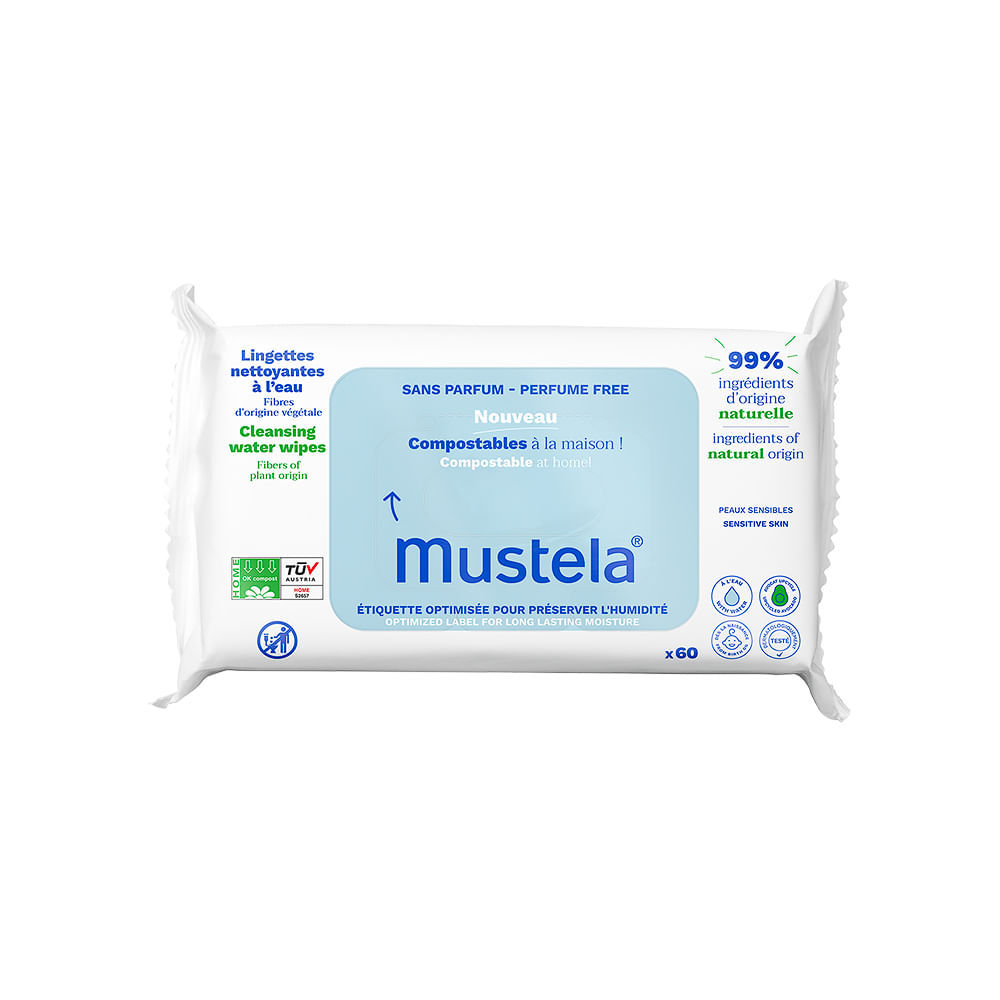 Toalhas Umedecidas Mustela Compostáveis Sem Perfume 60 Unidades