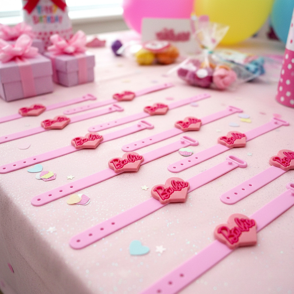 lembrancinha Barbie pulseira Ajustevel10un Lembrancinha De Festa tema festinha menina