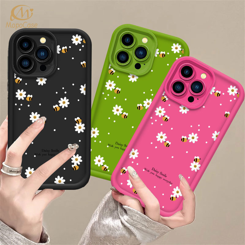 Capa Para Samsung A17 A07 A56 A36 A55 A54 A16 A15 A14 A05S A51 A52 A34 A35 A32 A13 SoftCase Abelha Crisântemo Mopo