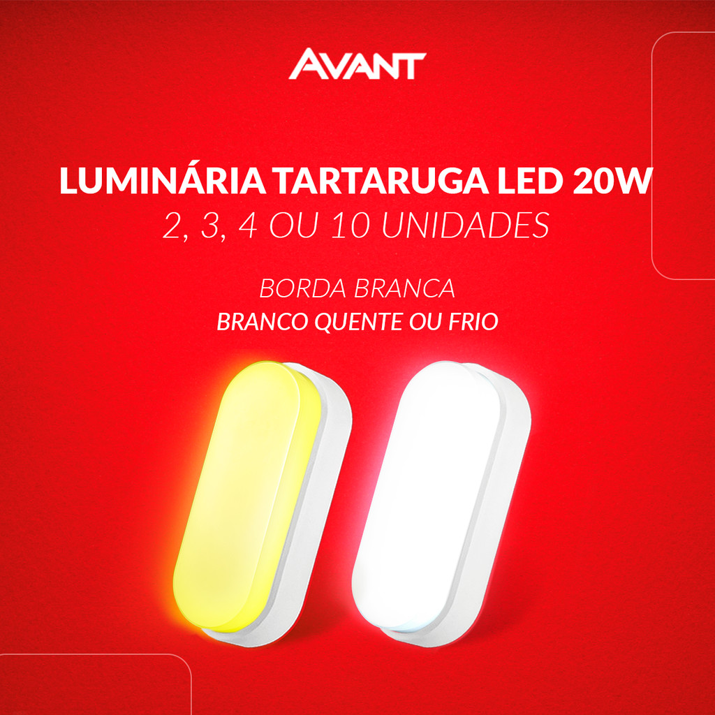 Kit Arandelas Led Tartaruga 20w 3000k ou 6500k 110/220v 1, 2, 3 ou 4 Unidades Branco Avant em Oferta na Shopee