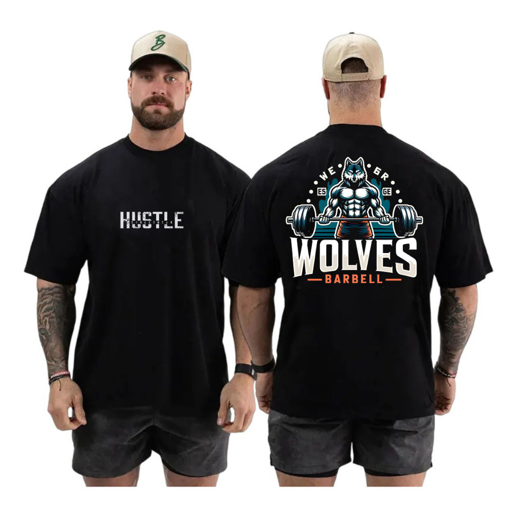 Camiseta Oversized Academia Wolves Treino Musculação Maromba 100% Algodão Premium Alta Qualidade  Fitness Academia Geek
