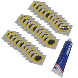 Kit 30 Remendos Moto Bicicleta Camara de Ar 1 Colas de Remendo Vipal 15g e 20 Remendos 30mm A Frio em Oferta na Shopee