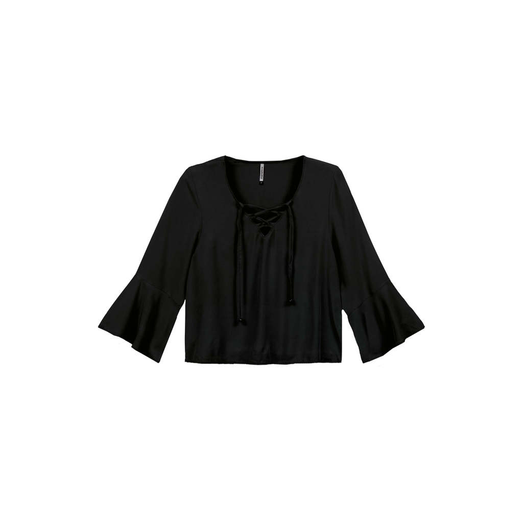Blusa Feminina Decote com Amarração Marialícia Preto