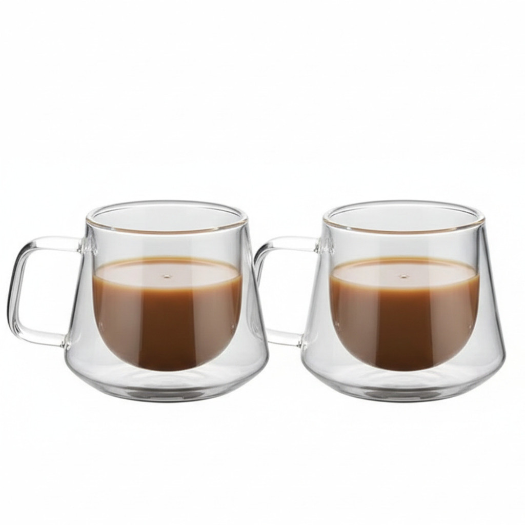 Caneca Parede Dupla de Vidro 190ml, 2pcs – Ruvolo