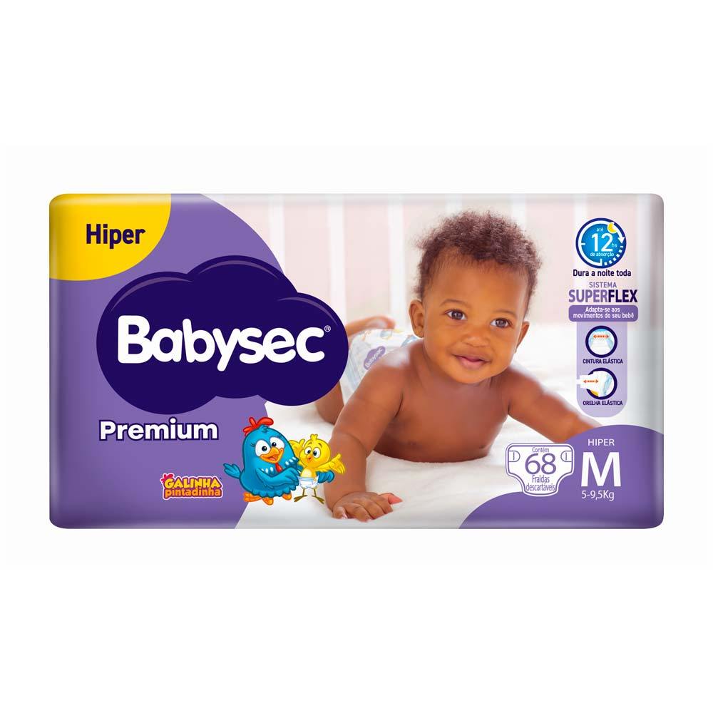 Fralda Infantil Babysec Premium Hiper M com 68 Unidades em Oferta na Shopee
