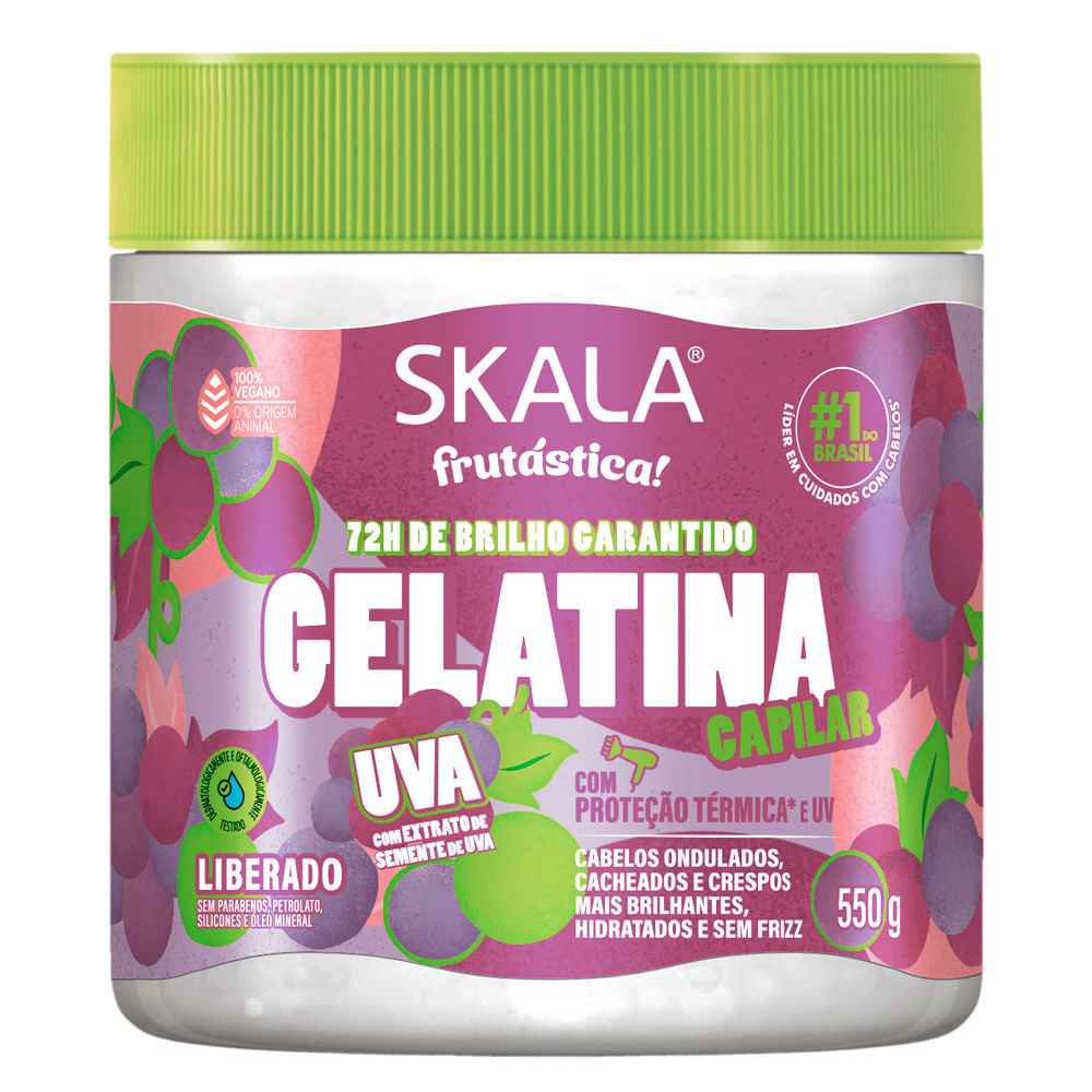 Gelatina Capilar Skala Frutástica Uva com Proteção Térmica 550g em Oferta na Shopee