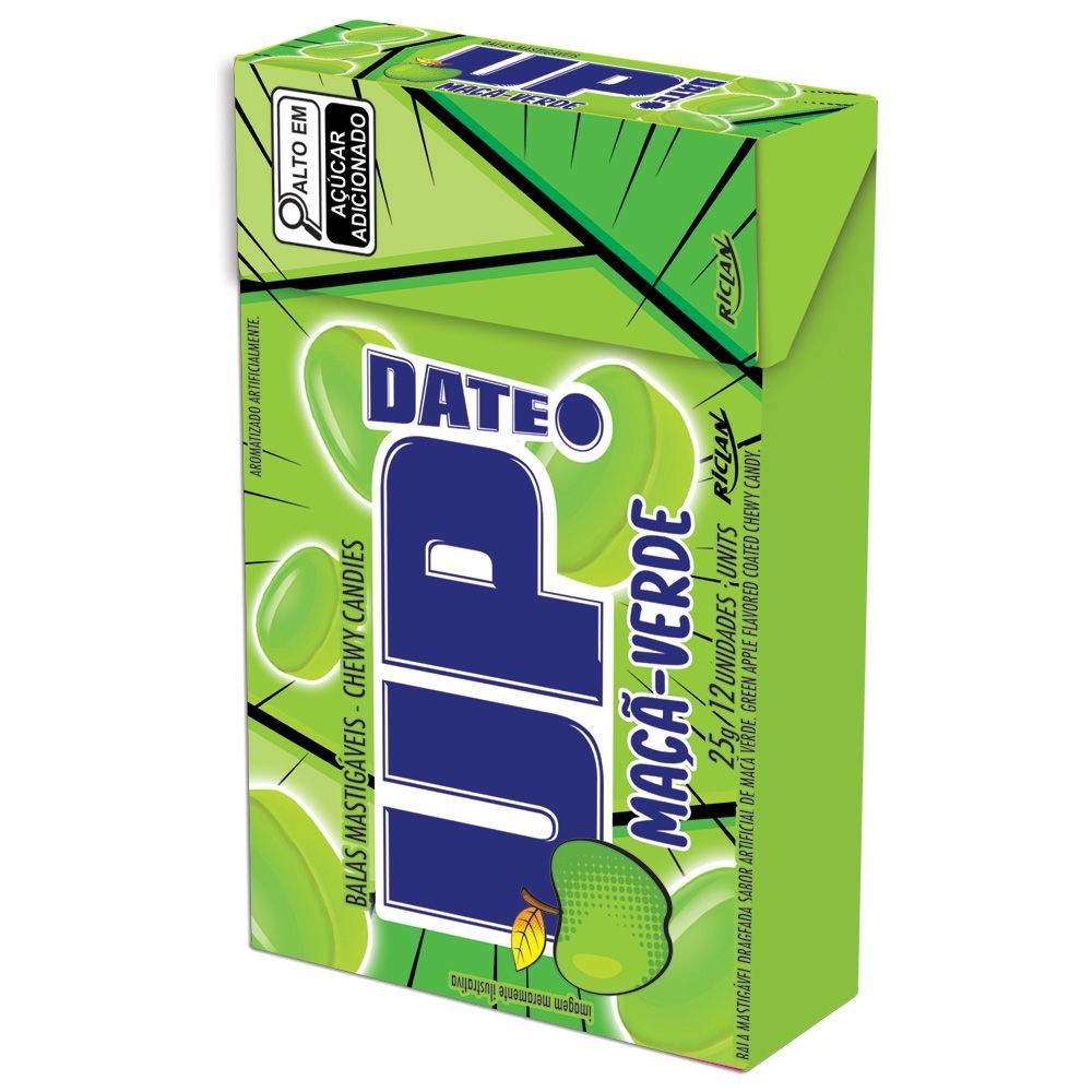 Balas Mastigáveis Up Date Sabor Maçã Verde 25g
