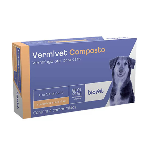 Vermivet Composto Cães e Gatos 600mg Biovet 4 Comprimidos - Biovet em Oferta na Shopee