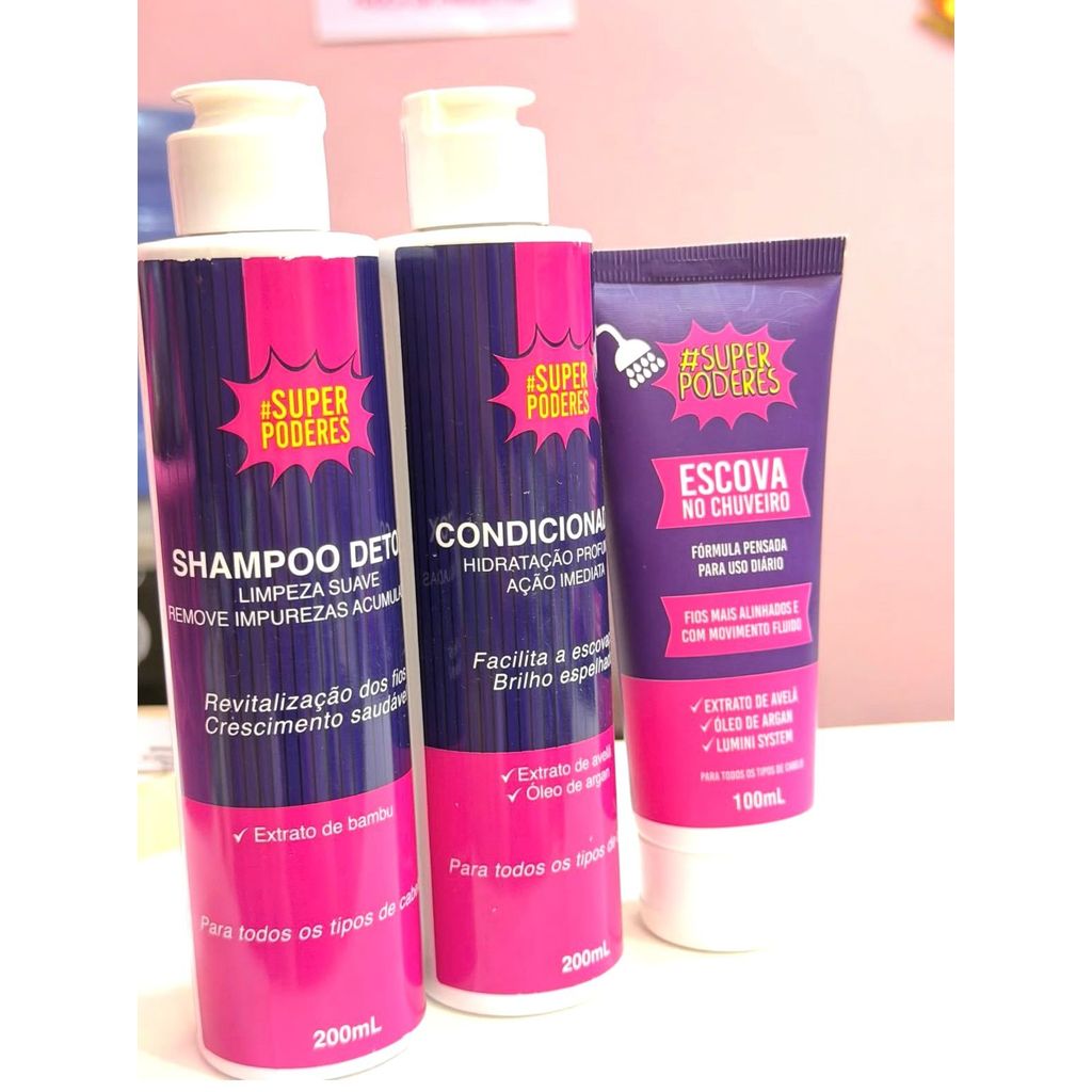 Kit  Progressiva de chuveiro E Condicionador  Pré- Progressiva Linha super poderes em Oferta na Shopee