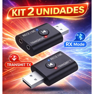 Kit 2x Adaptador Bluetooth 5.0 USB Transmitir e Receber Áudio P2 para TV PC Notebook em Oferta na Shopee